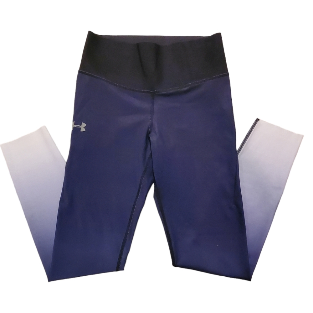 Women's Heatgear Under Armour Compression Dark Blue Ombre Cropped Leggings S